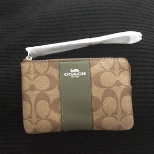 Coach Sage Green Khaki Monogram Zip Purse